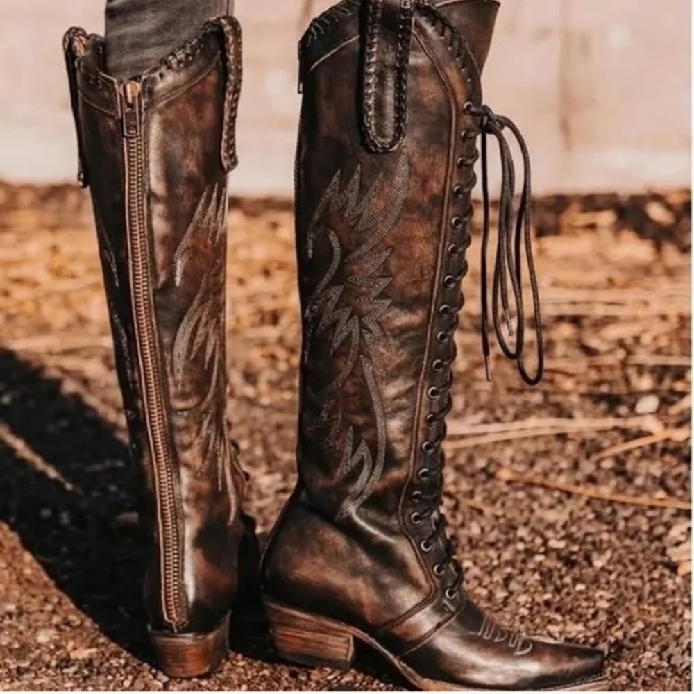 Freebird by Steven Black Lace Up Boots with Distressed Leather